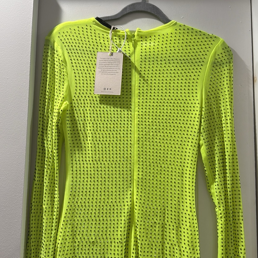 NWT Mew Mews Neriah Crystal‎ Embellished Mini Dress In Green - Picture 13 of 17